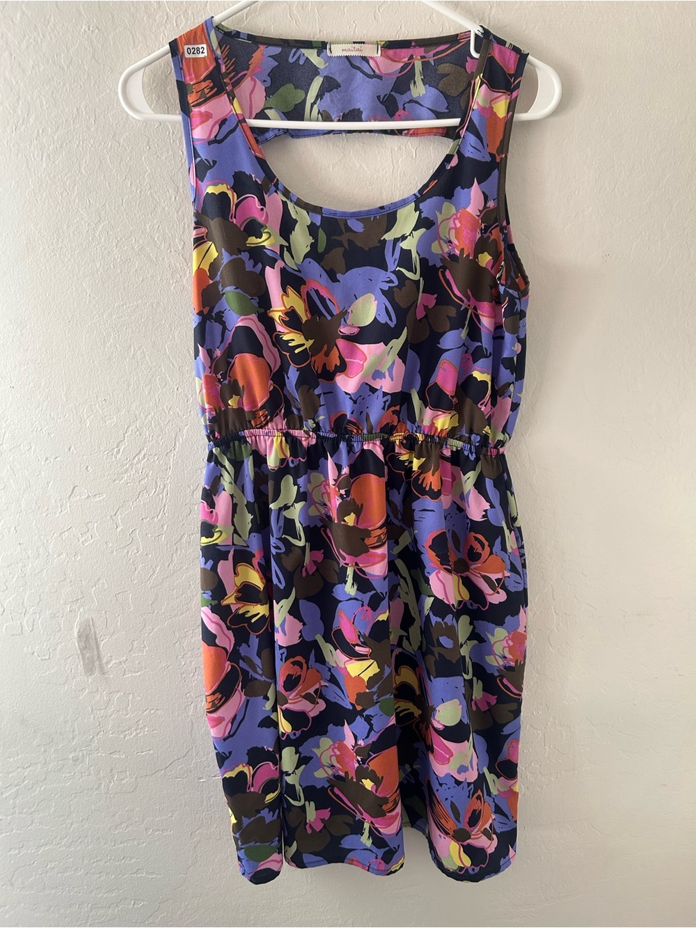 maitai Sleeveless Floral Print Dress in Purple, Pink, Orange and Black